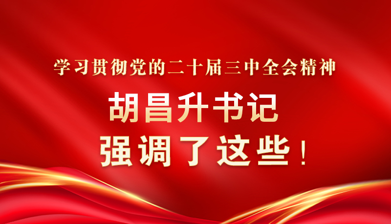 圖解|學(xué)習(xí)貫徹黨的二十屆三中全會(huì)精神 胡昌升書記強(qiáng)調(diào)了這些！